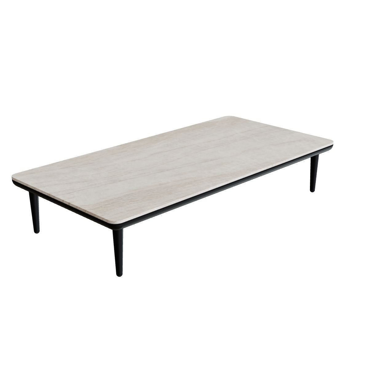 Royal Botania Styletto Lounge Tisch 144 x 72 cm, Gestell anthrazit, Keramik grau-braun geädert (Strato Quartz)