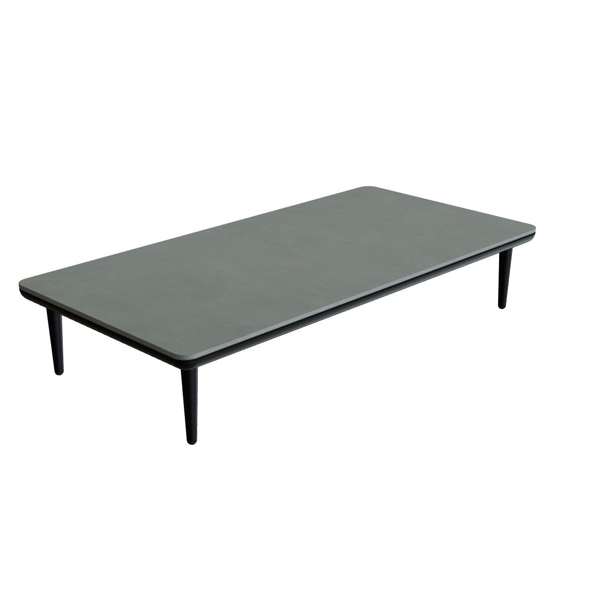 Royal Botania Styletto Lounge Tisch 144 x 72 cm, Gestell anthrazit, Keramik steingrün (Verdezza Amazon)