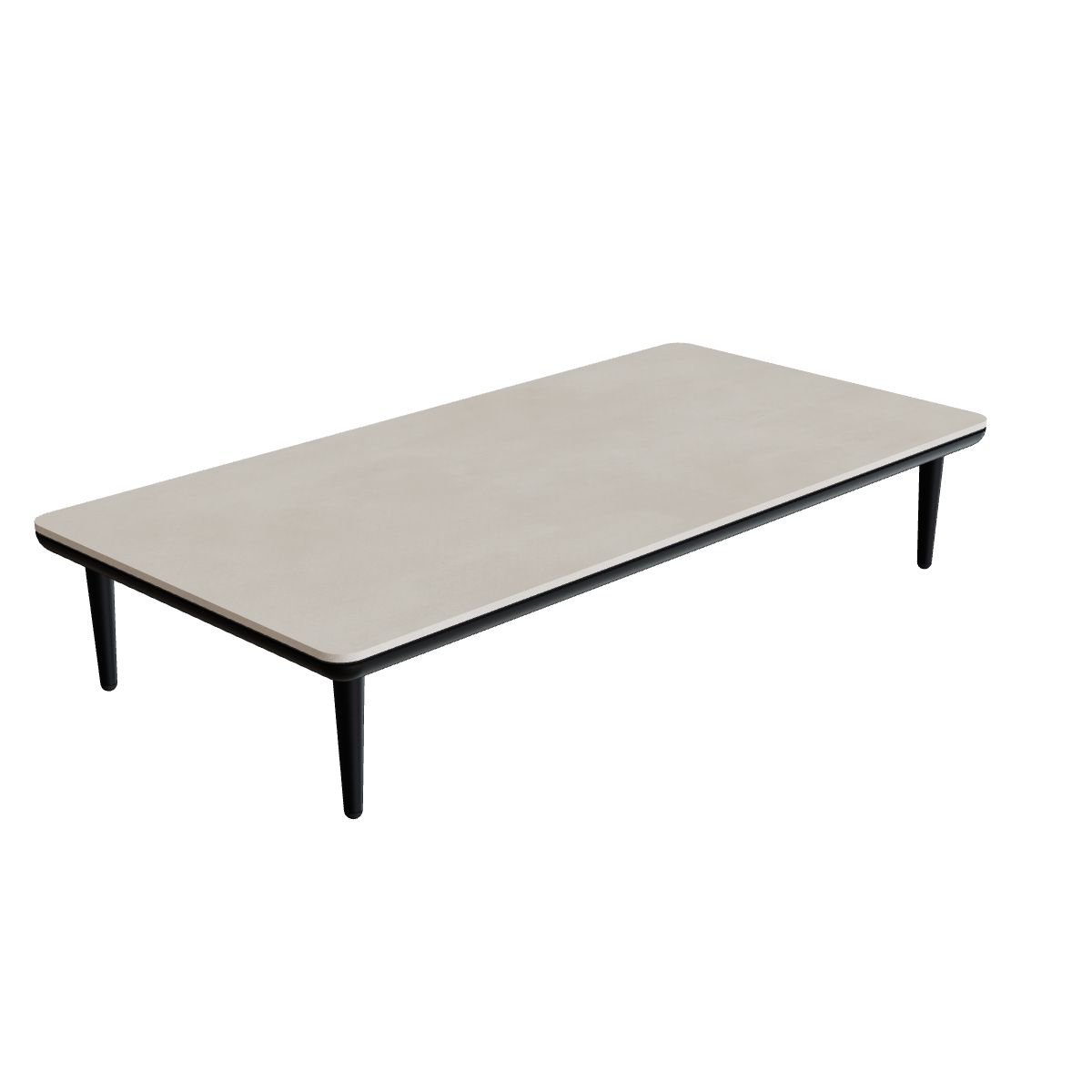 Royal Botania Styletto Lounge Tisch 144 x 72 cm, Gestell anthrazit, Keramik zementgrau (Cemento Luminoso)