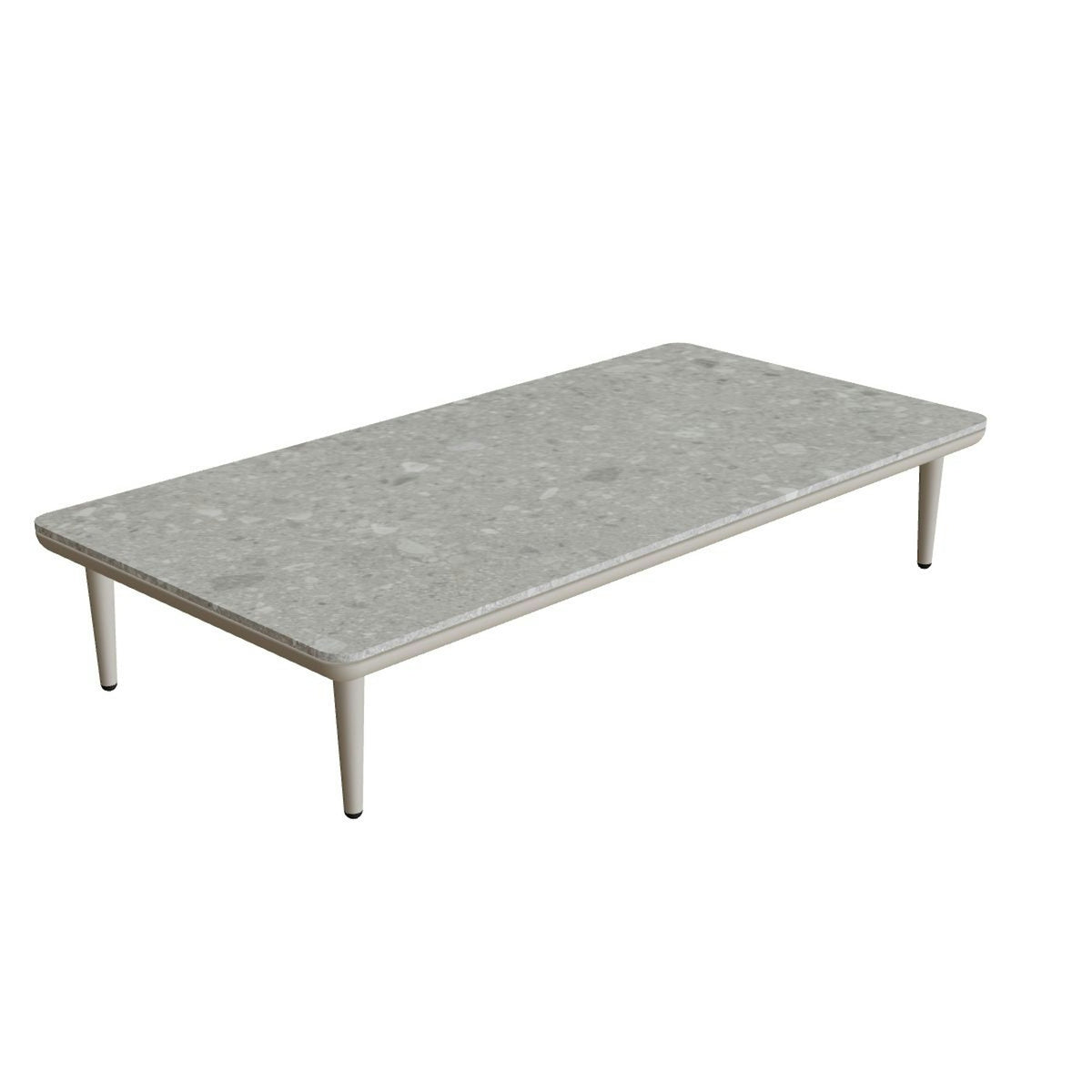 Royal Botania Styletto Lounge Tisch 144 x 72 cm – pebble · Keramik grau gemustert (Ceppo Dolomitica)
