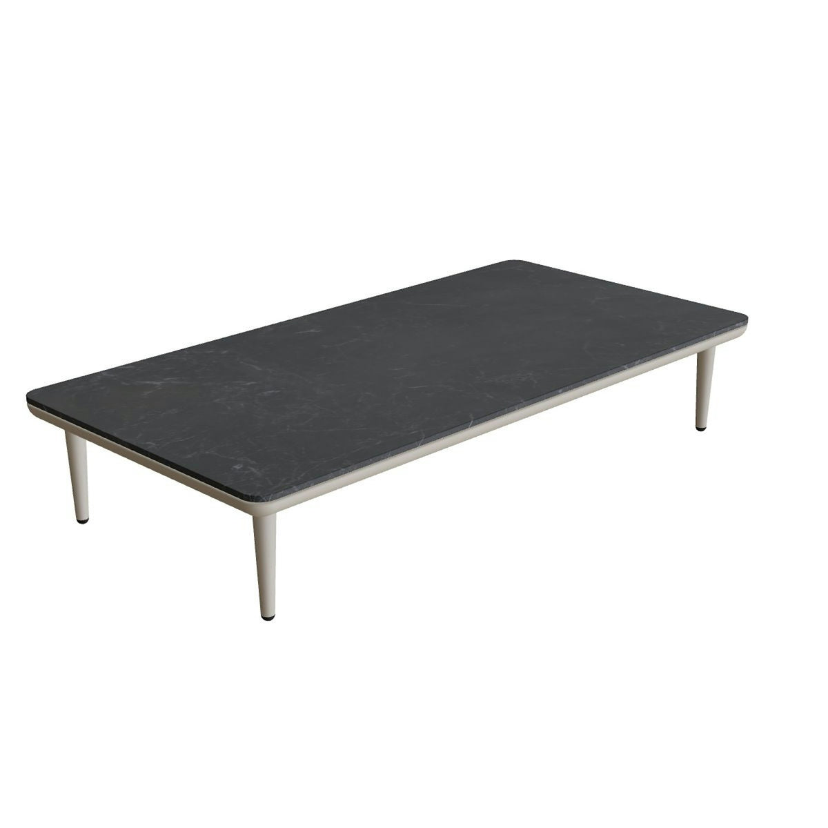 Royal Botania Styletto Lounge Tisch 144 x 72 cm – pebble · Keramik schwarz geädert (Nero Marquina)
