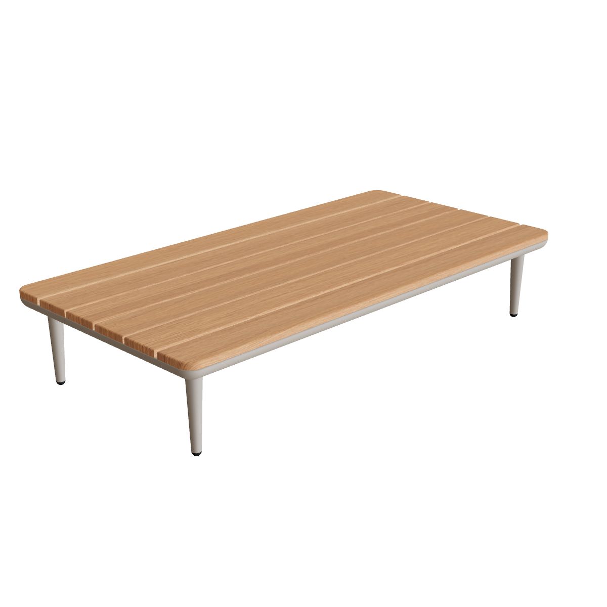 Royal Botania Styletto Lounge Tisch 144 x 72 cm, Gestell pebble, Platte Teak