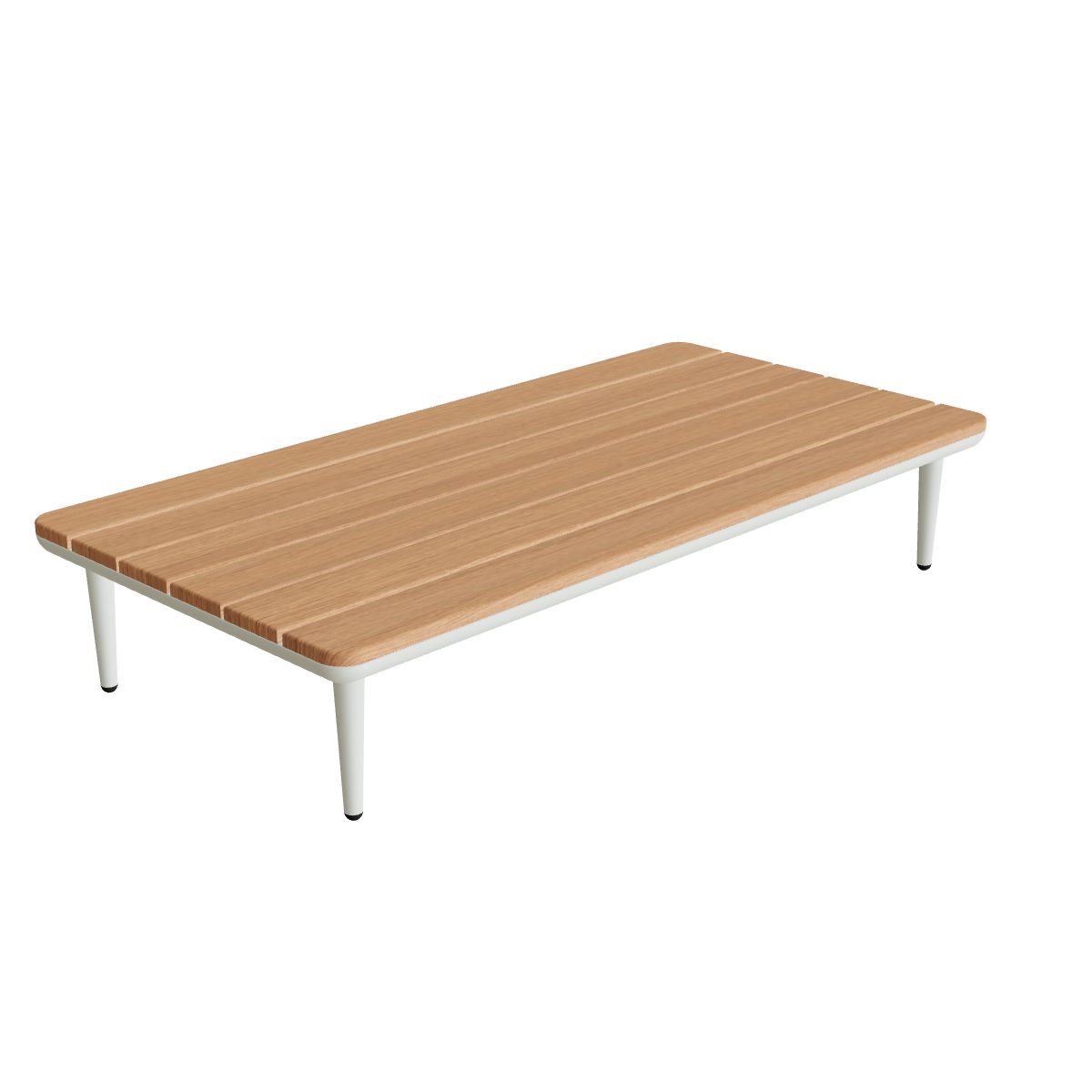 Royal Botania Styletto Lounge Tisch 144 x 72 cm, Gestell weiß, Platte Teak