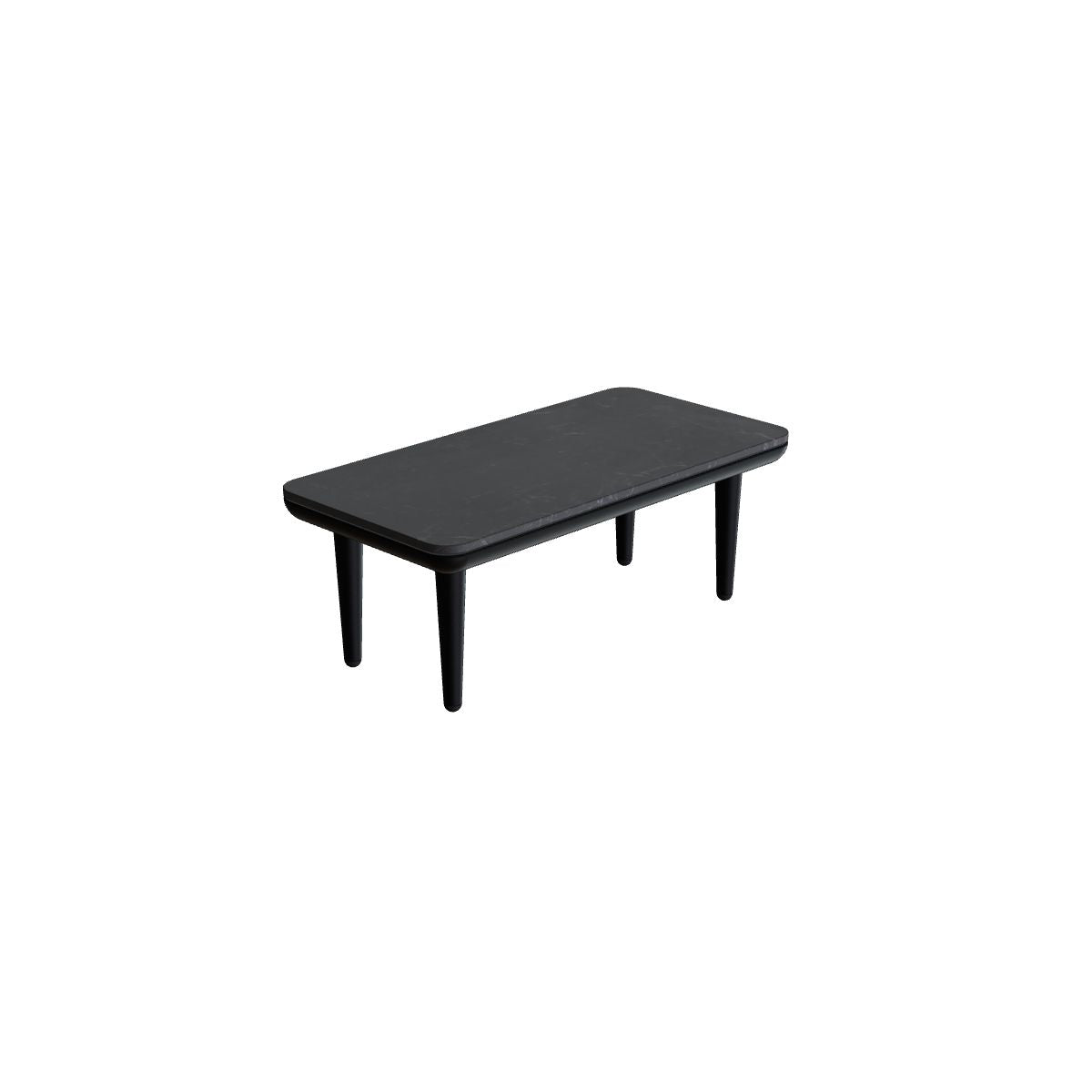 Royal Botania Styletto Lounge Tisch 72 x 36 cm, Gestell anthrazit, Keramik schwarz geädert (Nero Marquina)