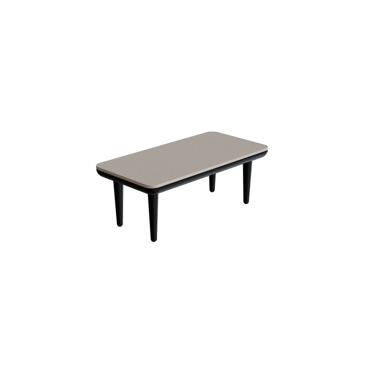 Royal Botania Styletto Lounge Tisch 72 x 36 cm, Gestell anthrazit, Keramik perlgrau (Pearl Grey)