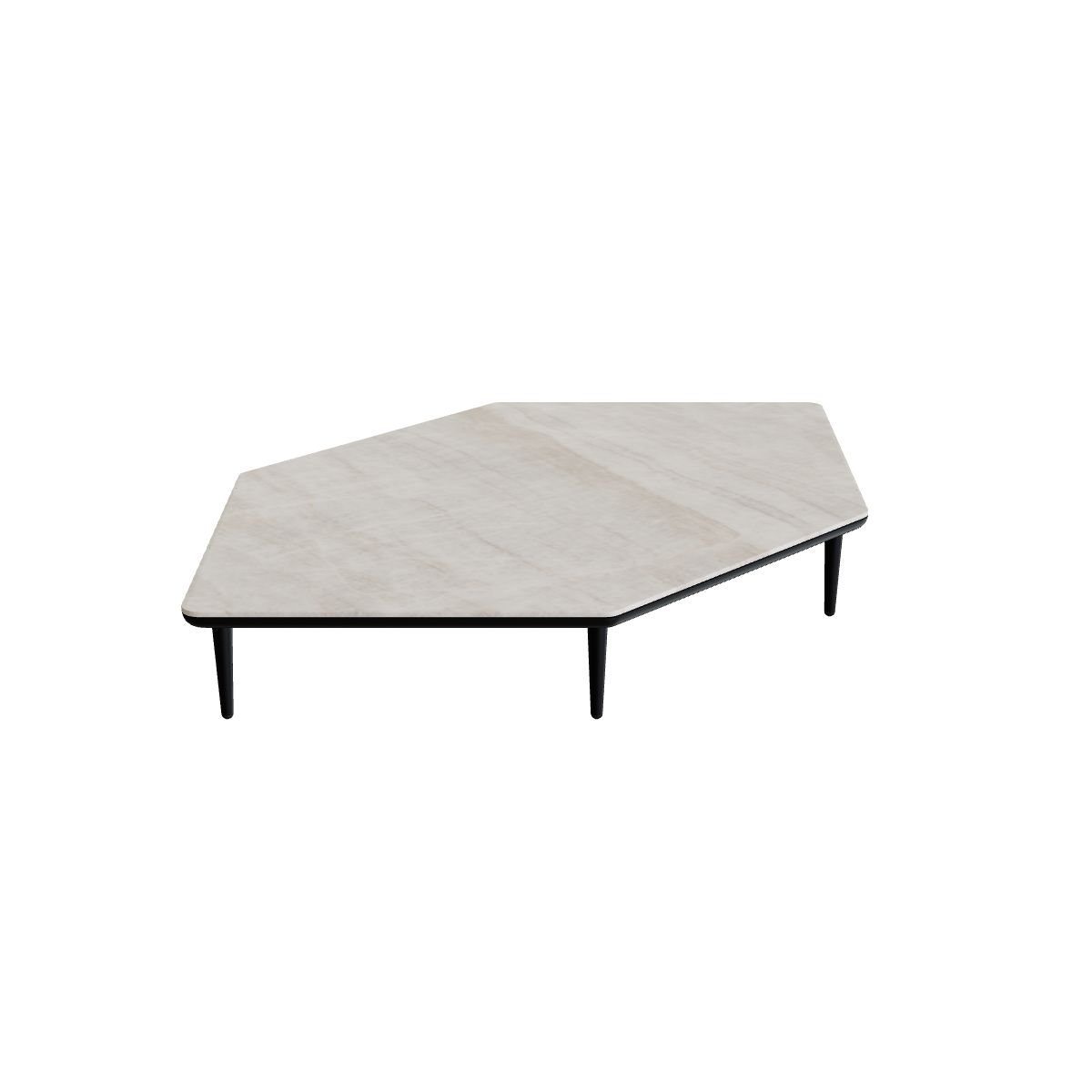 Royal Botania Styletto Lounge Twin Seat Tisch, Gestell anthrazit, Keramik grau-braun geädert (Strato Quartz)