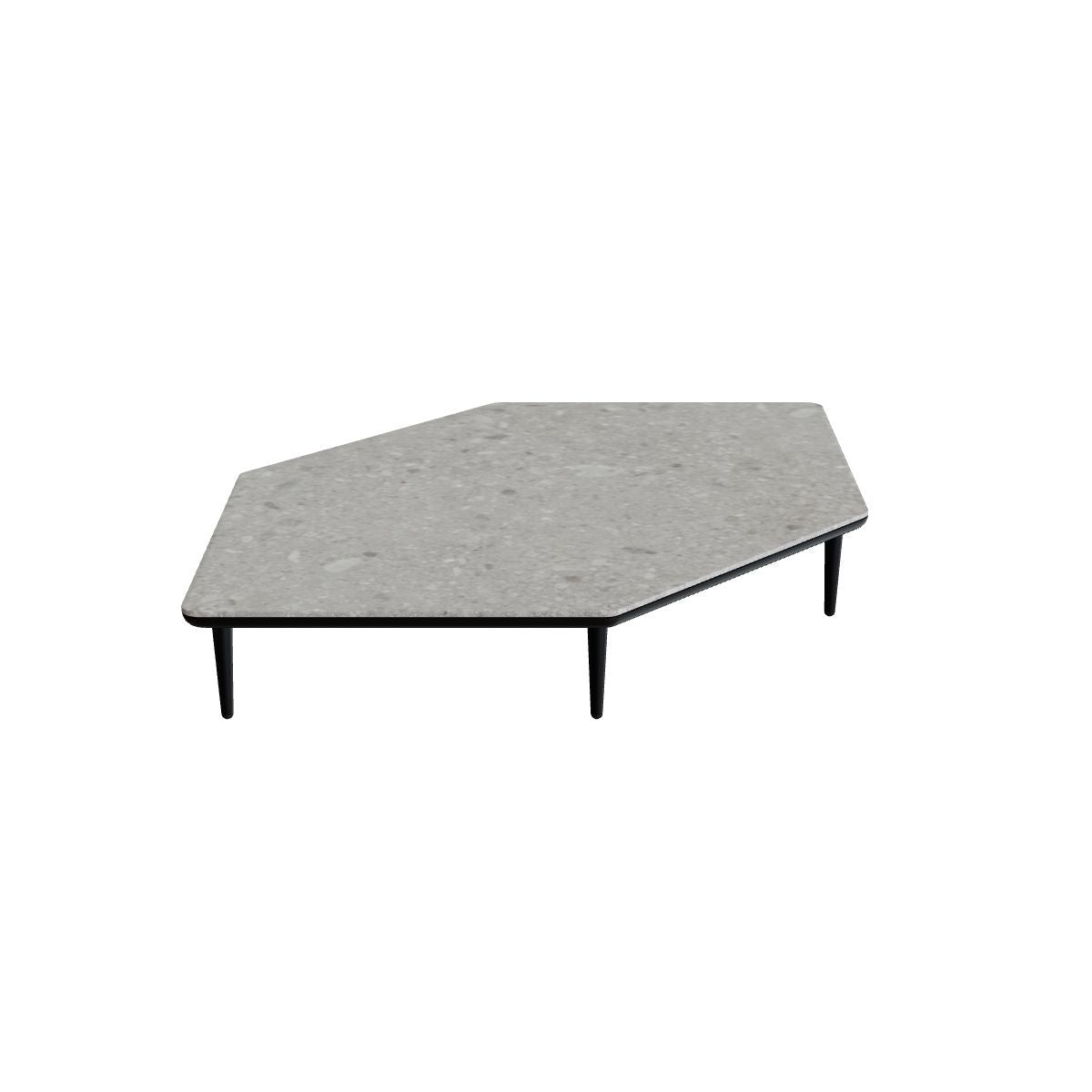 Royal Botania Styletto Lounge Twin Seat Tisch, Gestell anthrazit, Keramik grau gemustert (Ceppo Dolomitica)