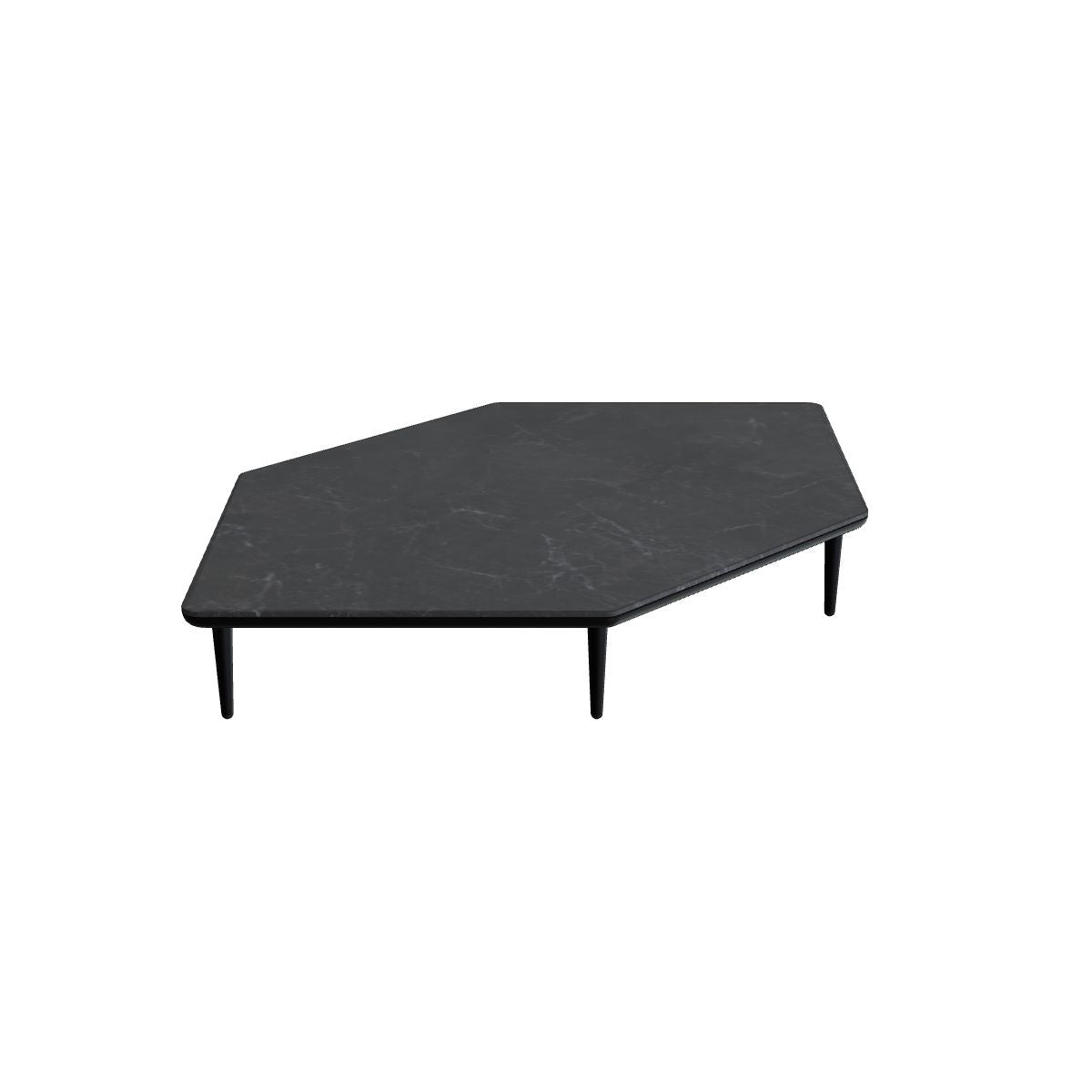 Royal Botania Styletto Lounge Twin Seat Tisch, Gestell anthrazit, Keramik schwarz geädert (Nero Marquina)