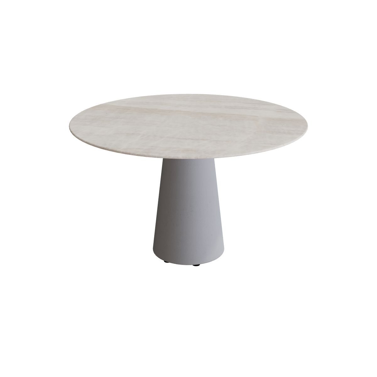 Royal Botania Conix Tisch rund 120 cm, Esstisch, Sockel zementgrau (cement grey), Keramik grau-braun geädert (Strato Quartz)