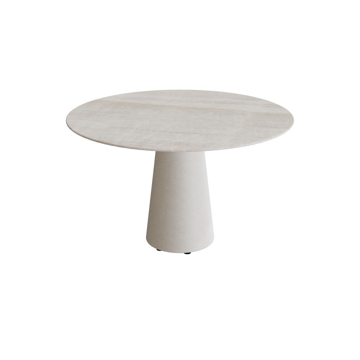 Royal Botania Conix Tisch rund 120 cm, Esstisch, Sockel sand (desert), Keramik grau-braun geädert (Strato Quartz)