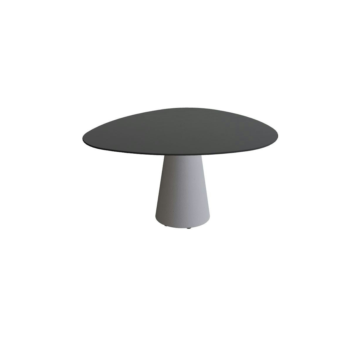 Royal Botania Conix Tisch Plektrum 150 cm – Esstisch, H 75 cm · Sockel zementgrau (cement grey) · Keramik schwarz (black)