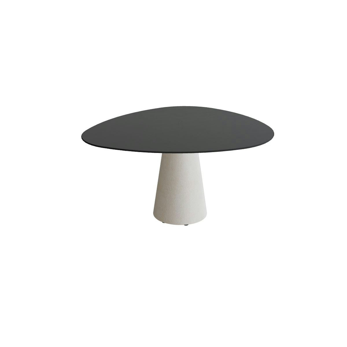 Royal Botania Conix Tisch Plektrum 150 cm – Esstisch, H 75 cm · Sockel sand (desert) · Keramik schwarz (black)