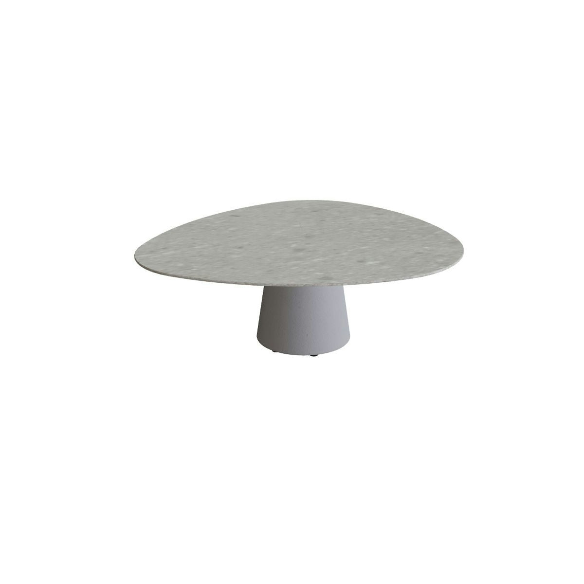Royal Botania Conix Tisch Plektrum 150 cm – hoher Loungetisch, H 50 cm · Sockel zementgrau (cement grey) · Keramik grau gemustert (Ceppo Dolomitica)