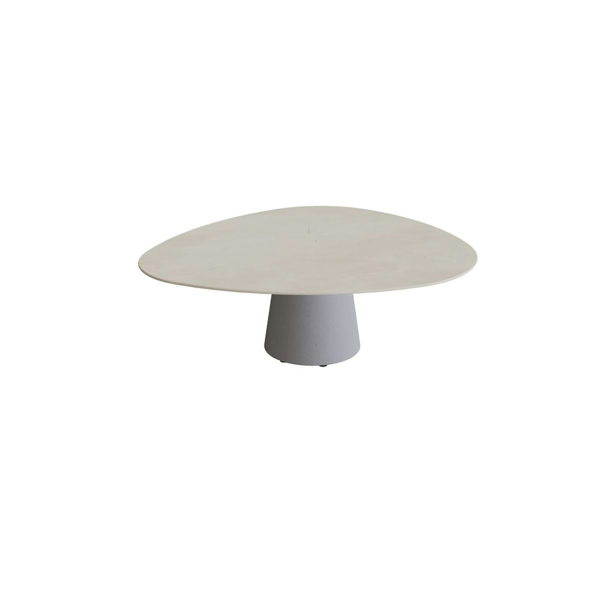Royal Botania Conix Tisch Plektrum 150 cm – hoher Loungetisch, H 50 cm · Sockel zementgrau (cement grey) · Keramik zementgrau (Cemento Luminoso)
