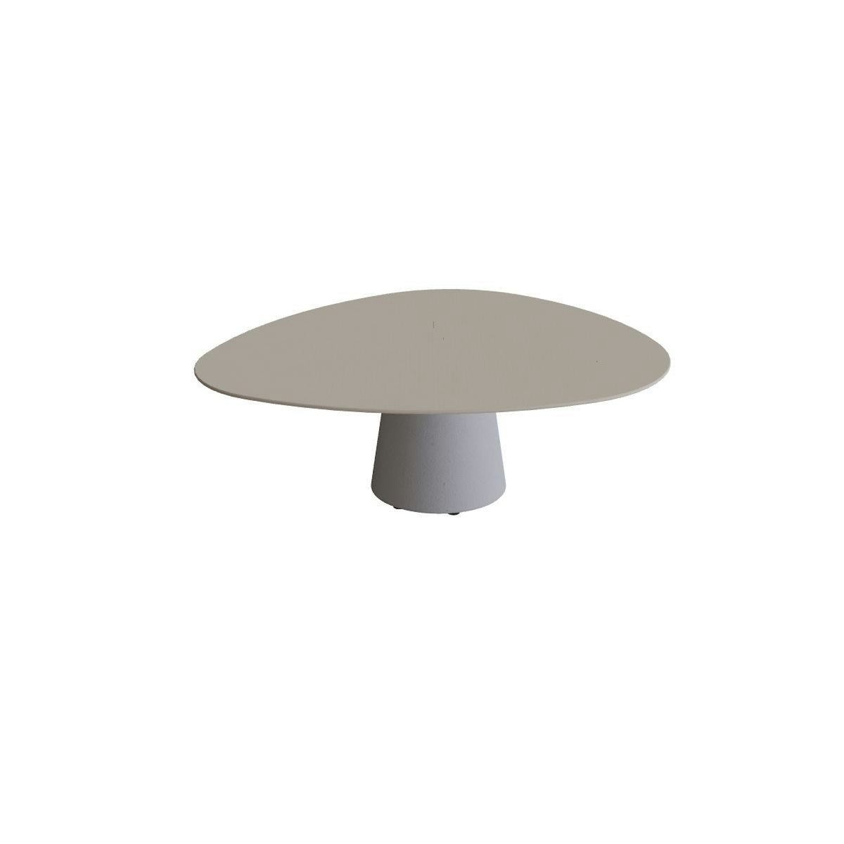 Royal Botania Conix Tisch Plektrum 150 cm – hoher Loungetisch, H 50 cm · Sockel zementgrau (cement grey) · Keramik perlgrau (Pearl Grey)