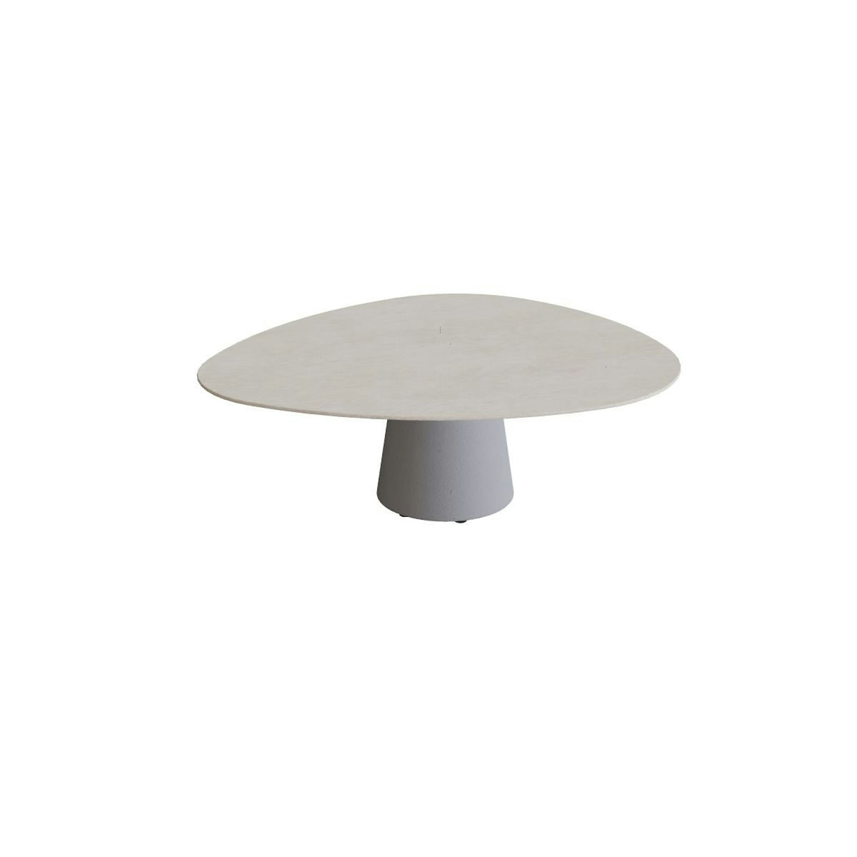 Royal Botania Conix Tisch Plektrum 150 cm – hoher Loungetisch, H 50 cm · Sockel zementgrau (cement grey) · Keramik grau gesprenkelt (Sienna Arena)