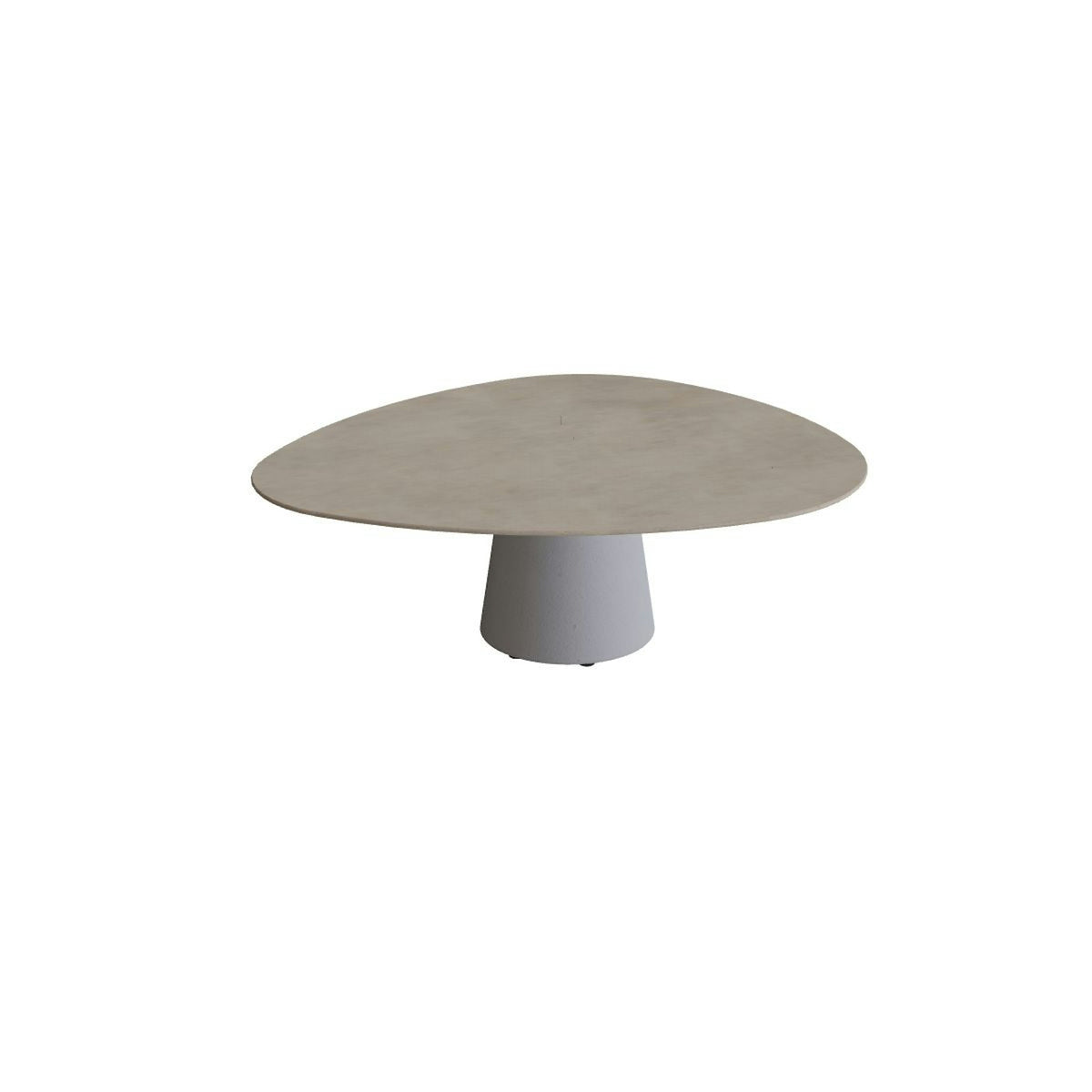 Royal Botania Conix Tisch Plektrum 150 cm – hoher Loungetisch, H 50 cm · Sockel zementgrau (cement grey) · Keramik graubraun (Terra Sabbia)