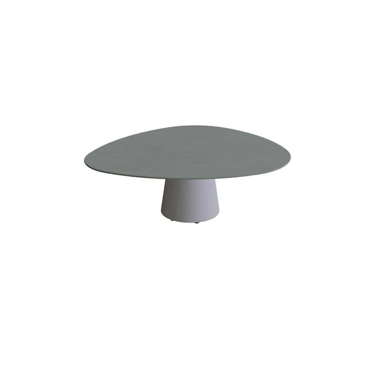 Royal Botania Conix Tisch Plektrum 150 cm – hoher Loungetisch, H 50 cm · Sockel zementgrau (cement grey) · Keramik steingrün (Verdezza Amazon)