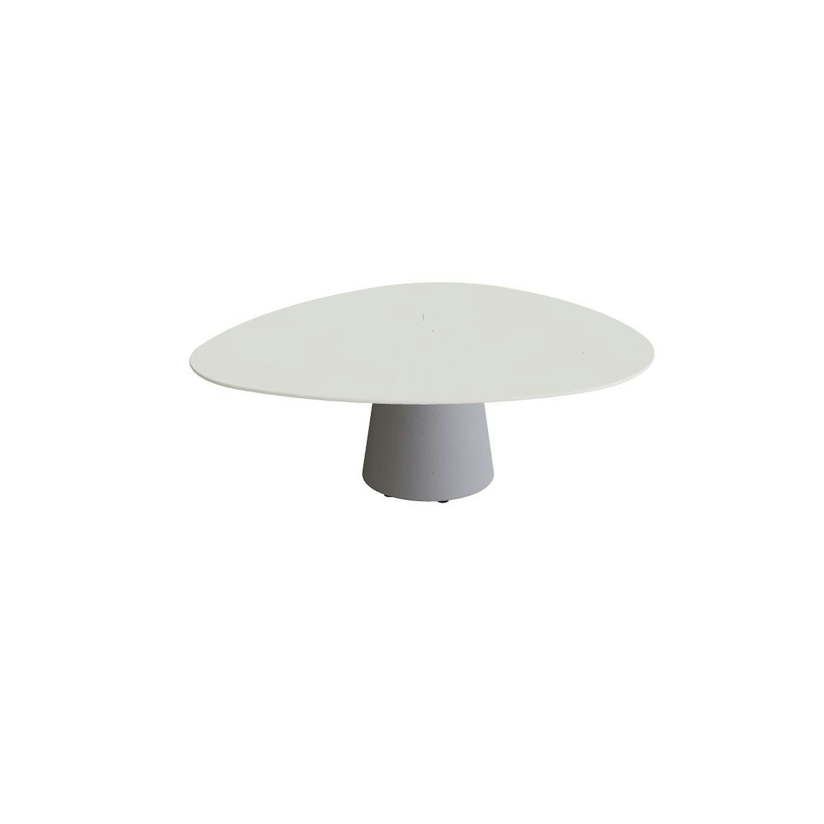 Royal Botania Conix Tisch Plektrum 150 cm – hoher Loungetisch, H 50 cm · Sockel zementgrau (cement grey) · Keramik weiß (white)