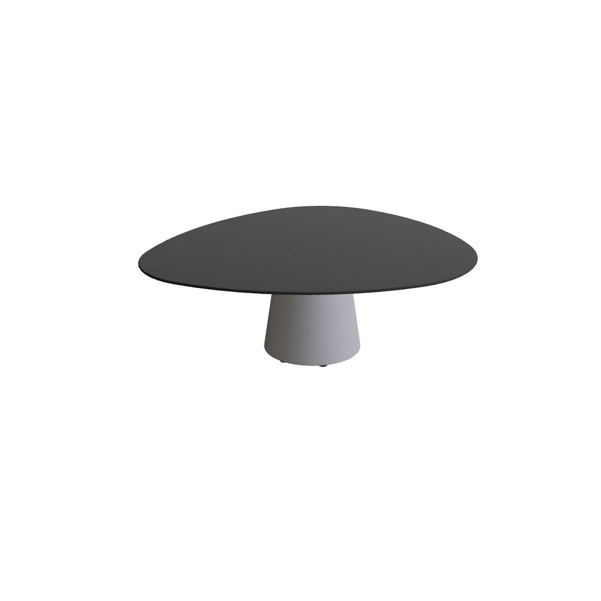 Royal Botania Conix Tisch Plektrum 150 cm – hoher Loungetisch, H 50 cm · Sockel zementgrau (cement grey) · Keramik schwarz (black)