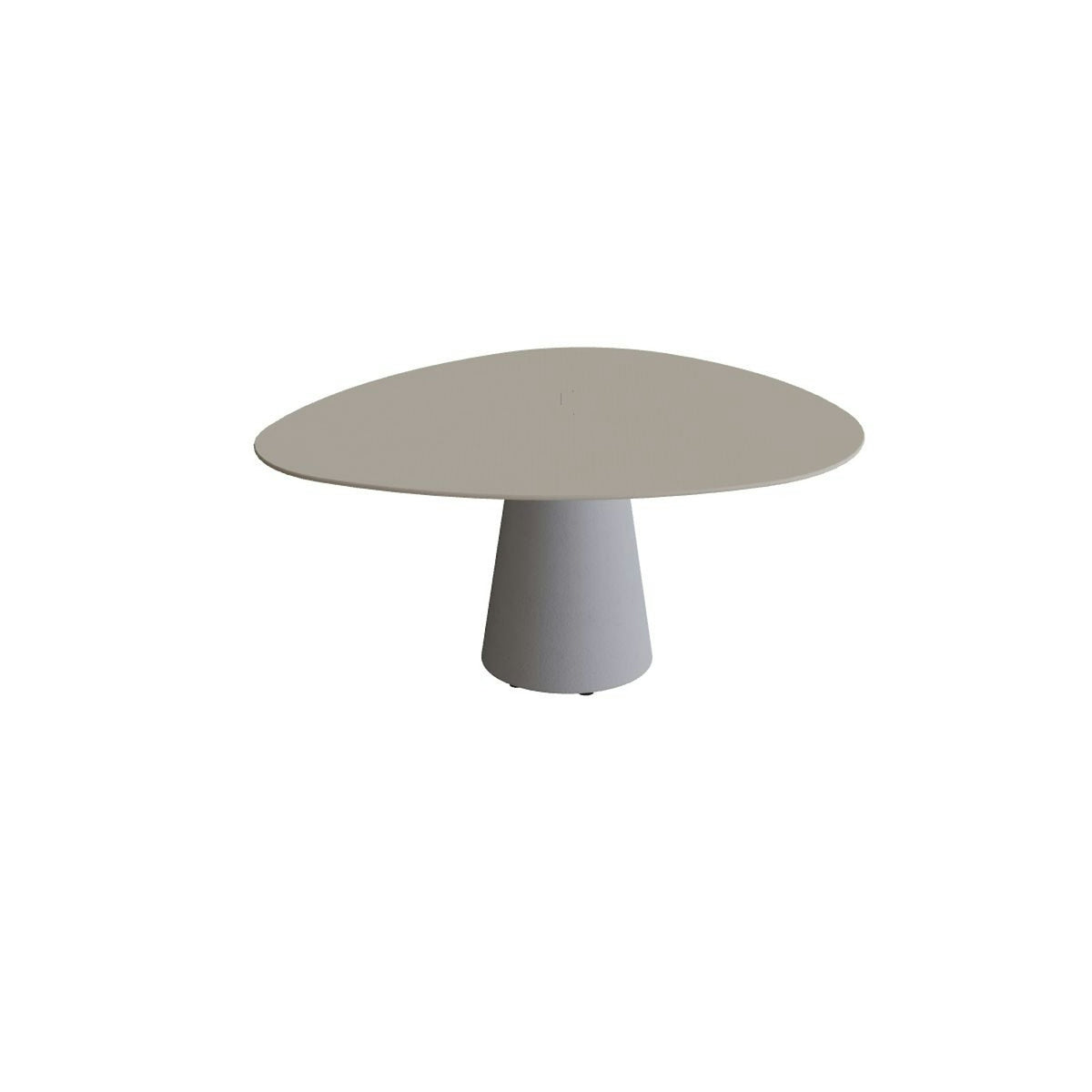 Royal Botania Conix Tisch Plektrum 150 cm – niedriger Esstisch, H 67 cm · Sockel zementgrau (cement grey) · Keramik perlgrau (Pearl Grey)