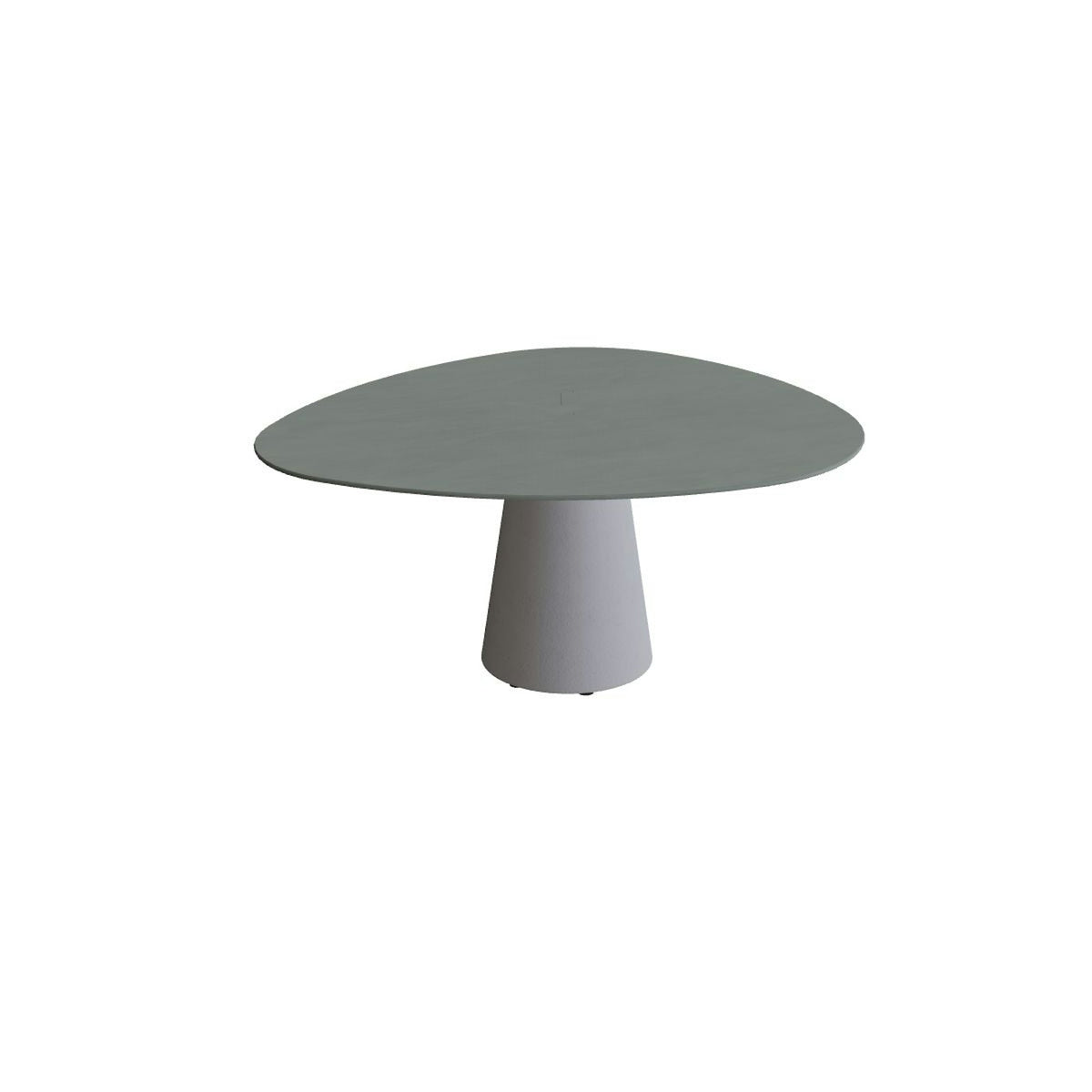 Royal Botania Conix Tisch Plektrum 150 cm – niedriger Esstisch, H 67 cm · Sockel zementgrau (cement grey) · Keramik steingrün (Verdezza Amazon)