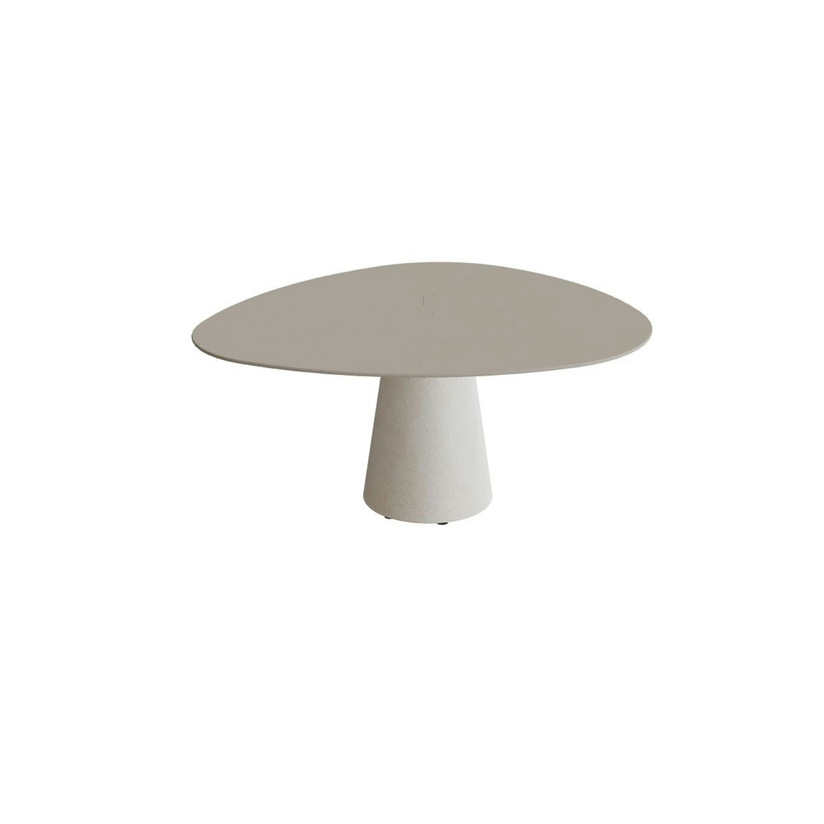 Royal Botania Conix Tisch Plektrum 150 cm – niedriger Esstisch, H 67 cm · Sockel sand (desert) · Keramik perlgrau (Pearl Grey)