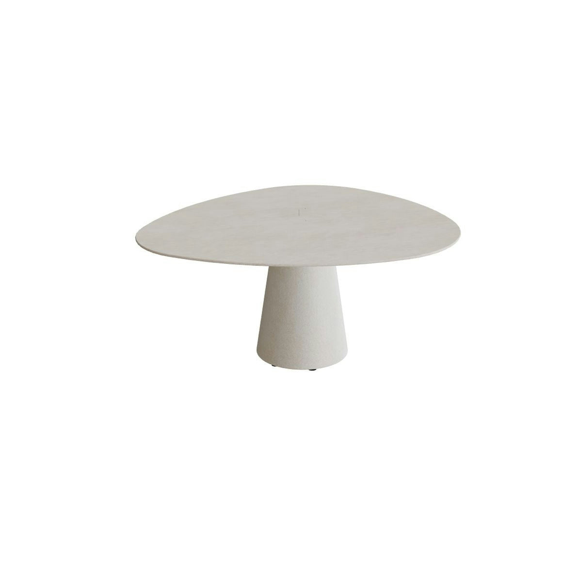 Royal Botania Conix Tisch Plektrum 150 cm – niedriger Esstisch, H 67 cm · Sockel sand (desert) · Keramik grau gesprenkelt (Sienna Arena)