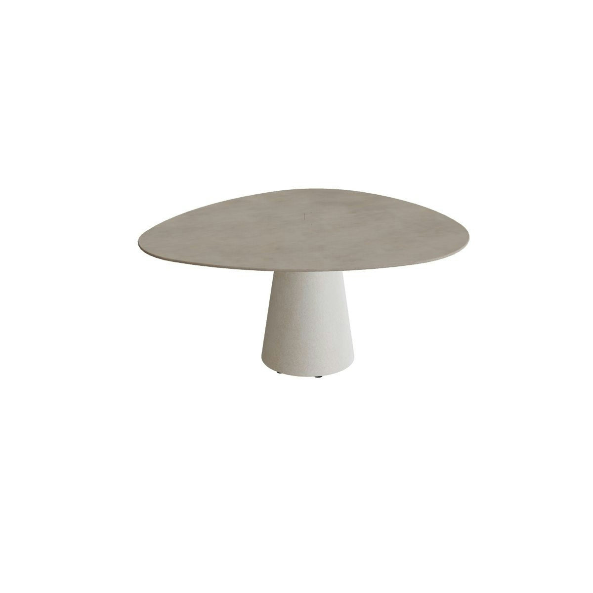 Royal Botania Conix Tisch Plektrum 150 cm – niedriger Esstisch, H 67 cm · Sockel sand (desert) · Keramik graubraun (Terra Sabbia)