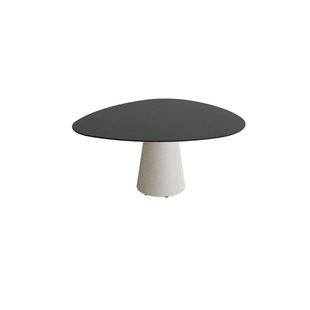 Royal Botania Conix Tisch Plektrum 150 cm – niedriger Esstisch, H 67 cm · Sockel sand (desert) · Keramik schwarz (black)