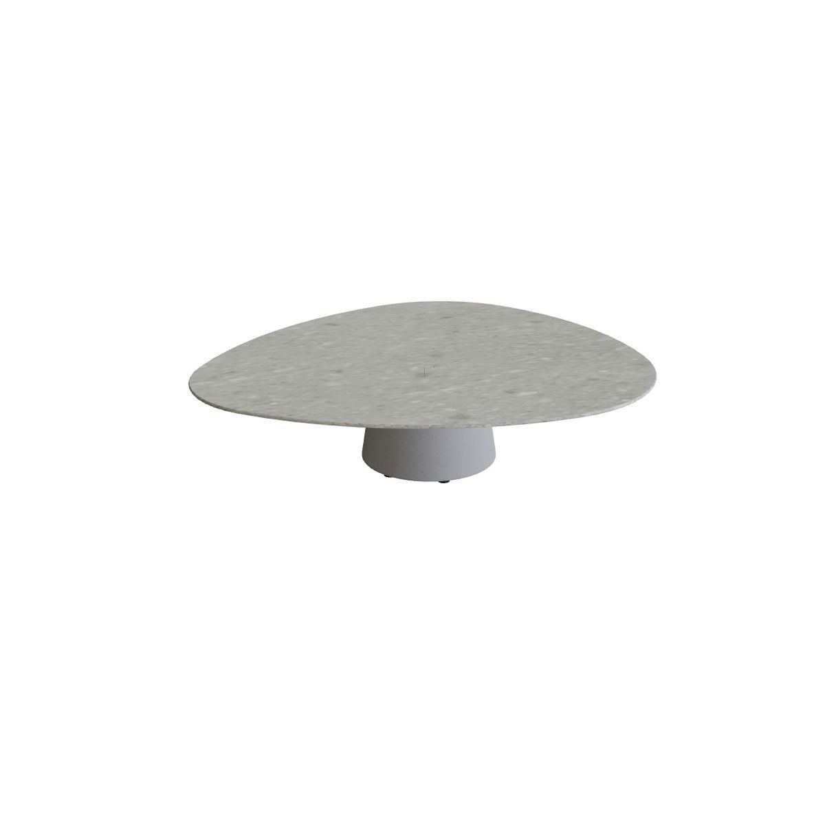 Royal Botania Conix Tisch Plektrum 150 cm – niedriger Loungetisch, H 35 cm · Sockel zementgrau (cement grey) · Keramik grau gemustert (Ceppo Dolomitica)
