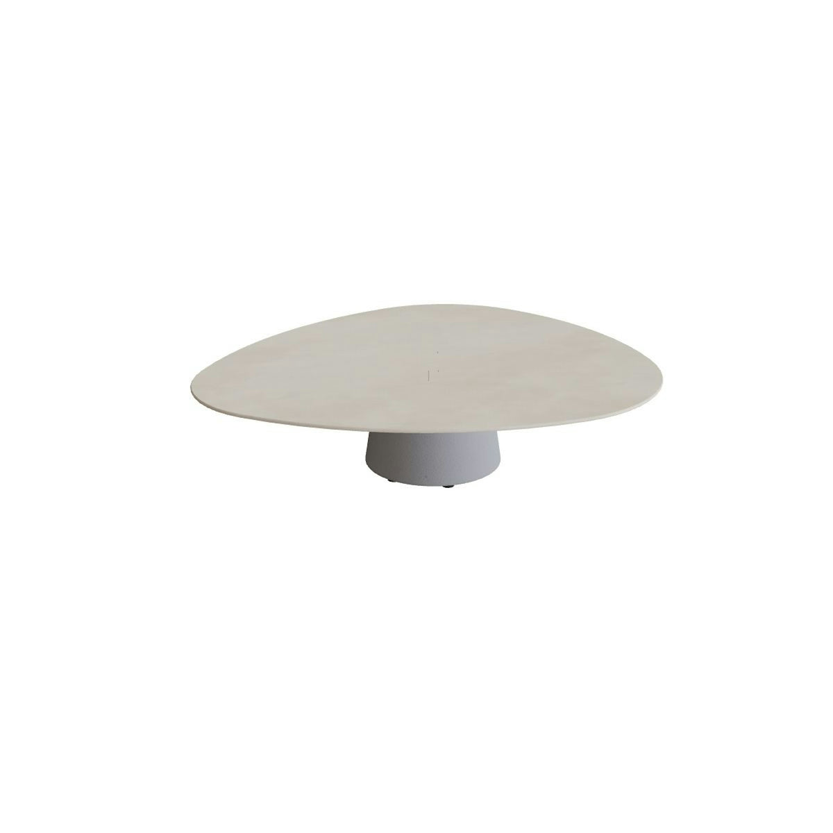 Royal Botania Conix Tisch Plektrum 150 cm – niedriger Loungetisch, H 35 cm · Sockel zementgrau (cement grey) · Keramik zementgrau (Cemento Luminoso)