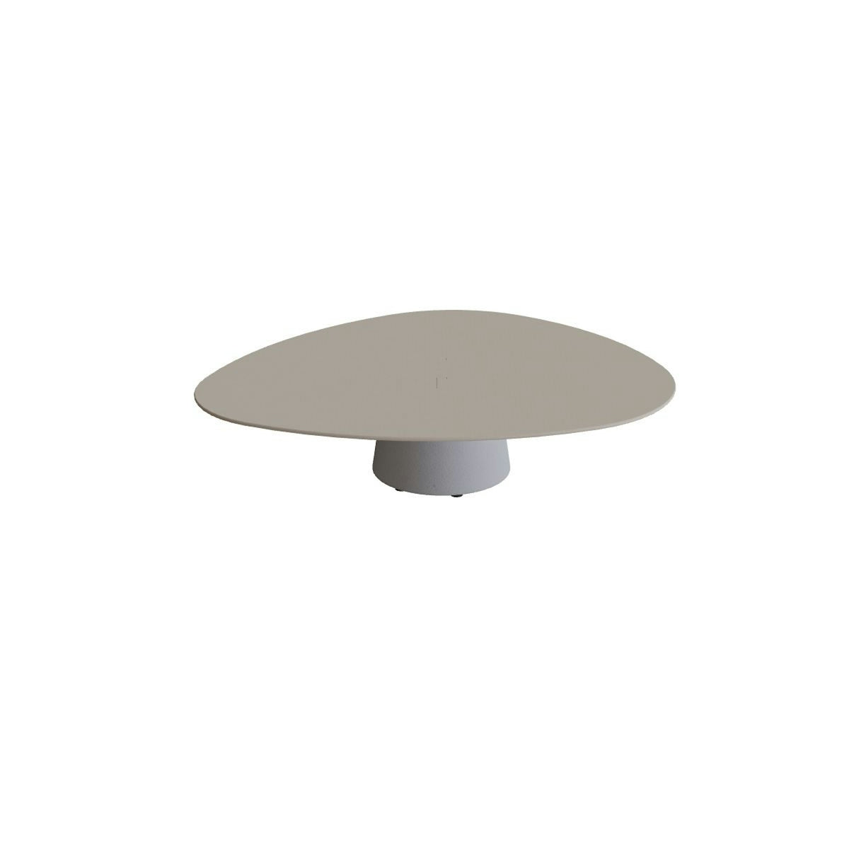 Royal Botania Conix Tisch Plektrum 150 cm – niedriger Loungetisch, H 35 cm · Sockel zementgrau (cement grey) · Keramik perlgrau (Pearl Grey)