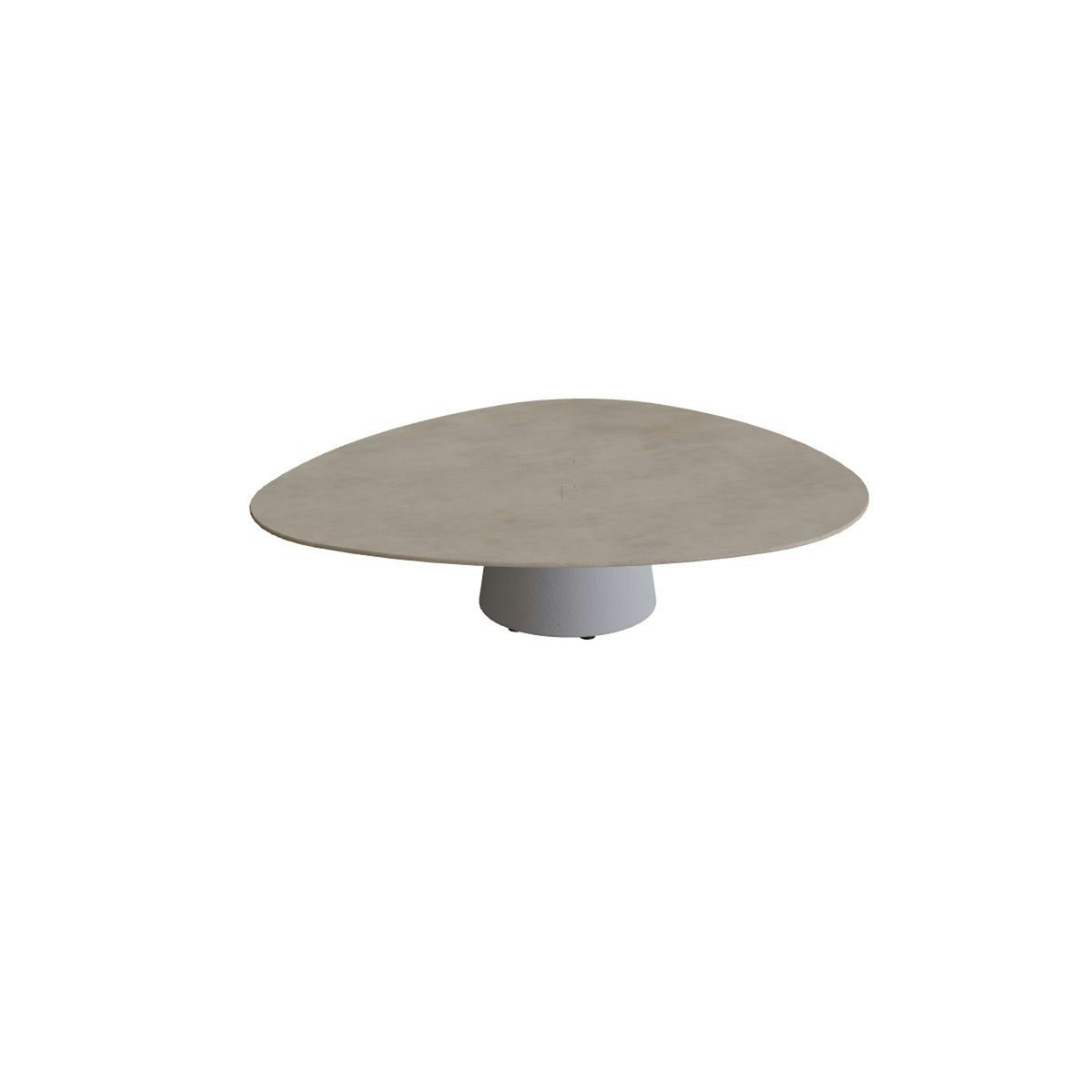 Royal Botania Conix Tisch Plektrum 150 cm – niedriger Loungetisch, H 35 cm · Sockel zementgrau (cement grey) · Keramik graubraun (Terra Sabbia)