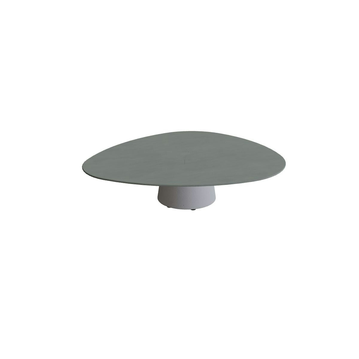 Royal Botania Conix Tisch Plektrum 150 cm – niedriger Loungetisch, H 35 cm · Sockel zementgrau (cement grey) · Keramik steingrün (Verdezza Amazon)