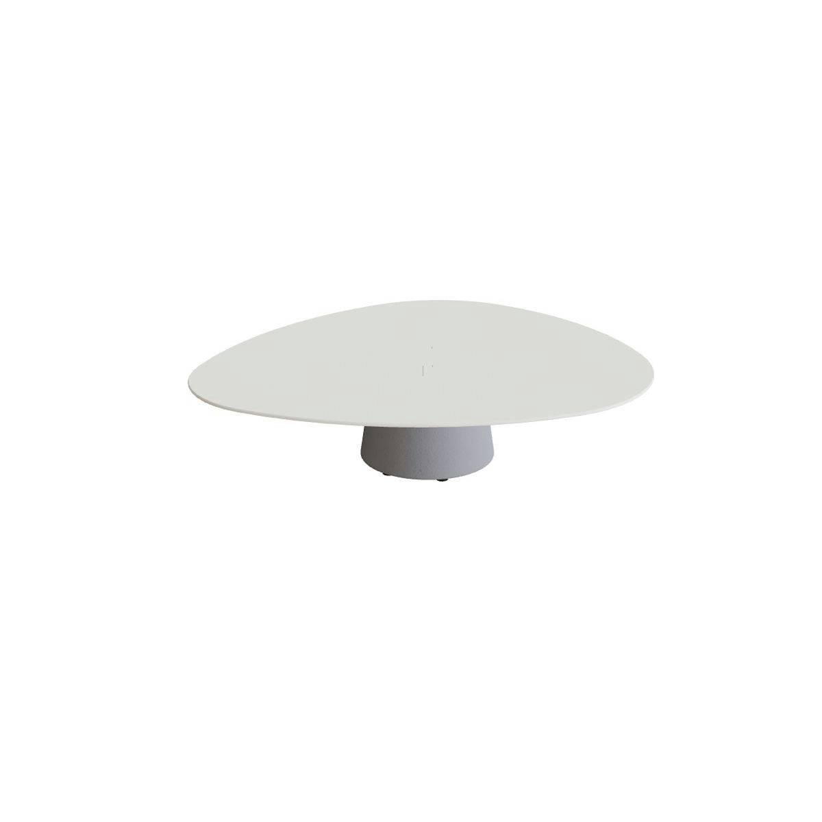 Royal Botania Conix Tisch Plektrum 150 cm – niedriger Loungetisch, H 35 cm · Sockel zementgrau (cement grey) · Keramik weiß (white)