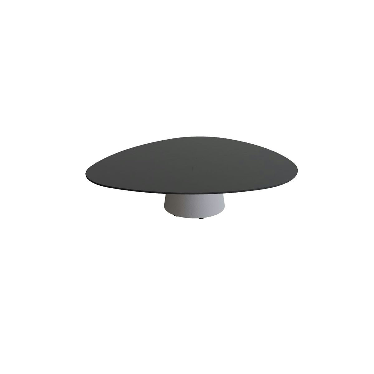 Royal Botania Conix Tisch Plektrum 150 cm – niedriger Loungetisch, H 35 cm · Sockel zementgrau (cement grey) · Keramik schwarz (black)