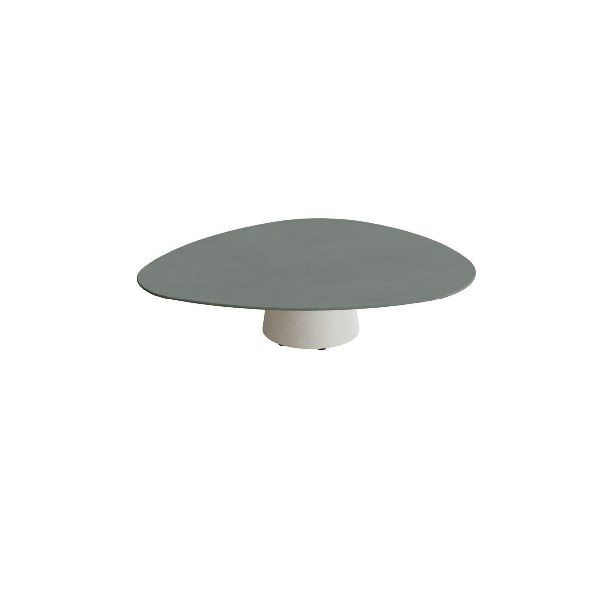 Royal Botania Conix Tisch Plektrum 150 cm – niedriger Loungetisch, H 35 cm · Sockel sand (desert) · Keramik steingrün (Verdezza Amazon)