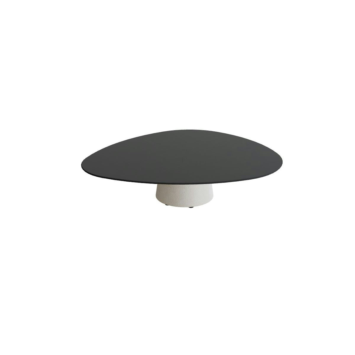 Royal Botania Conix Tisch Plektrum 150 cm – niedriger Loungetisch, H 35 cm · Sockel sand (desert) · Keramik schwarz (black)