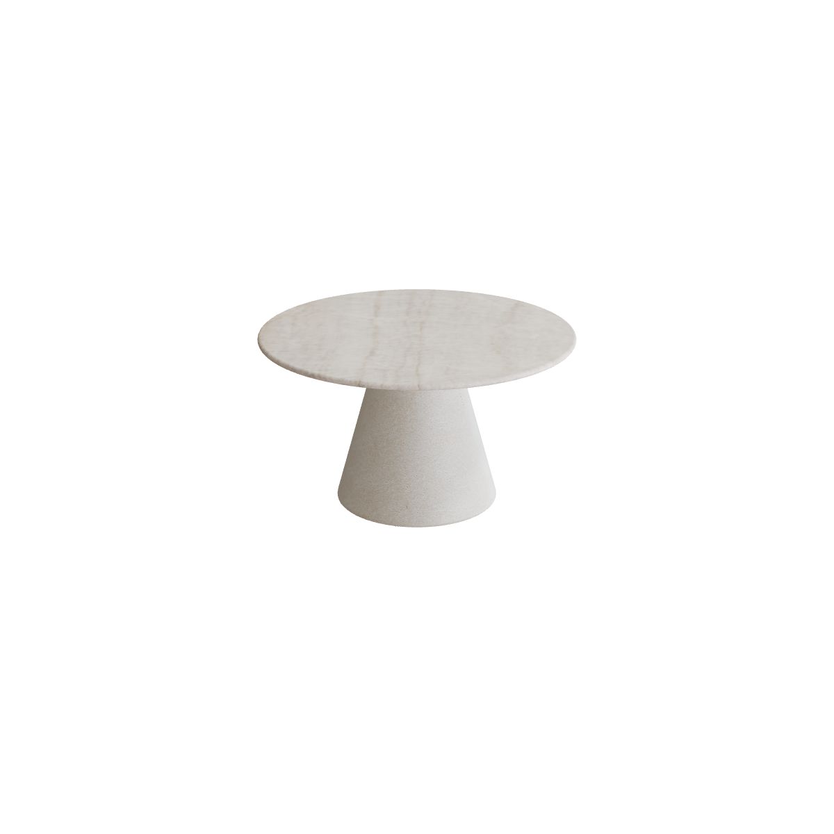 Royal Botania Conix Beistelltisch 60 cm, Esstisch, Sockel sand (desert), Keramik grau-braun geädert (Strato Quartz)