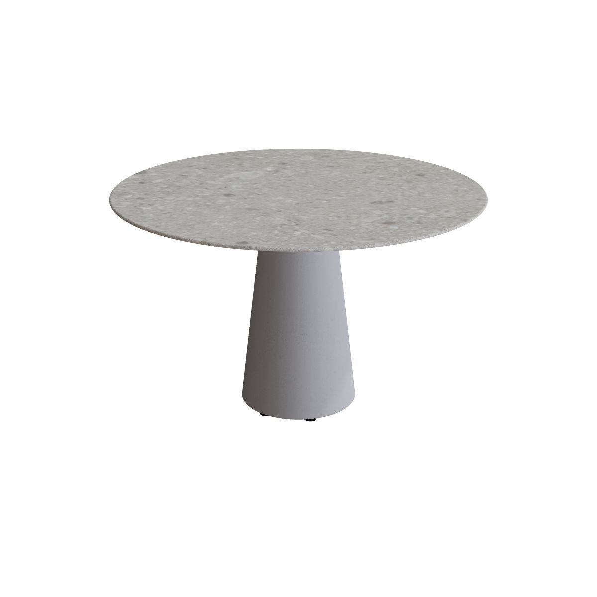 Royal Botania Conix Tisch rund 120 cm, Esstisch, Sockel zementgrau (cement grey), Keramik grau gemustert (Ceppo Dolomitica)