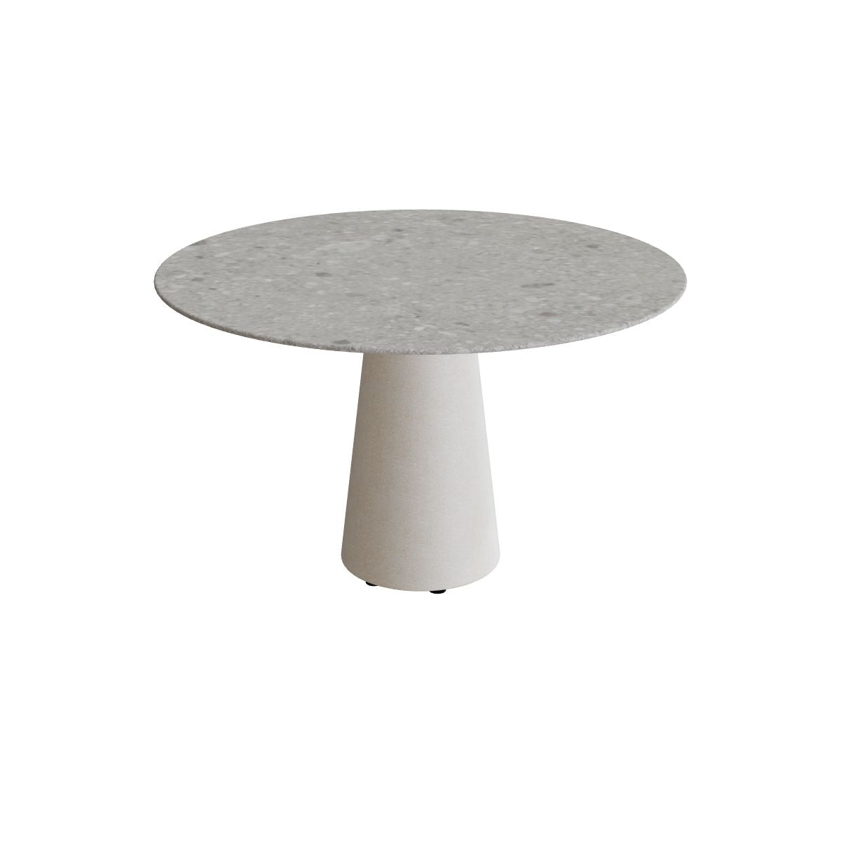 Royal Botania Conix Tisch rund 120 cm, Esstisch, Sockel sand (desert), Keramik grau gemustert (Ceppo Dolomitica)