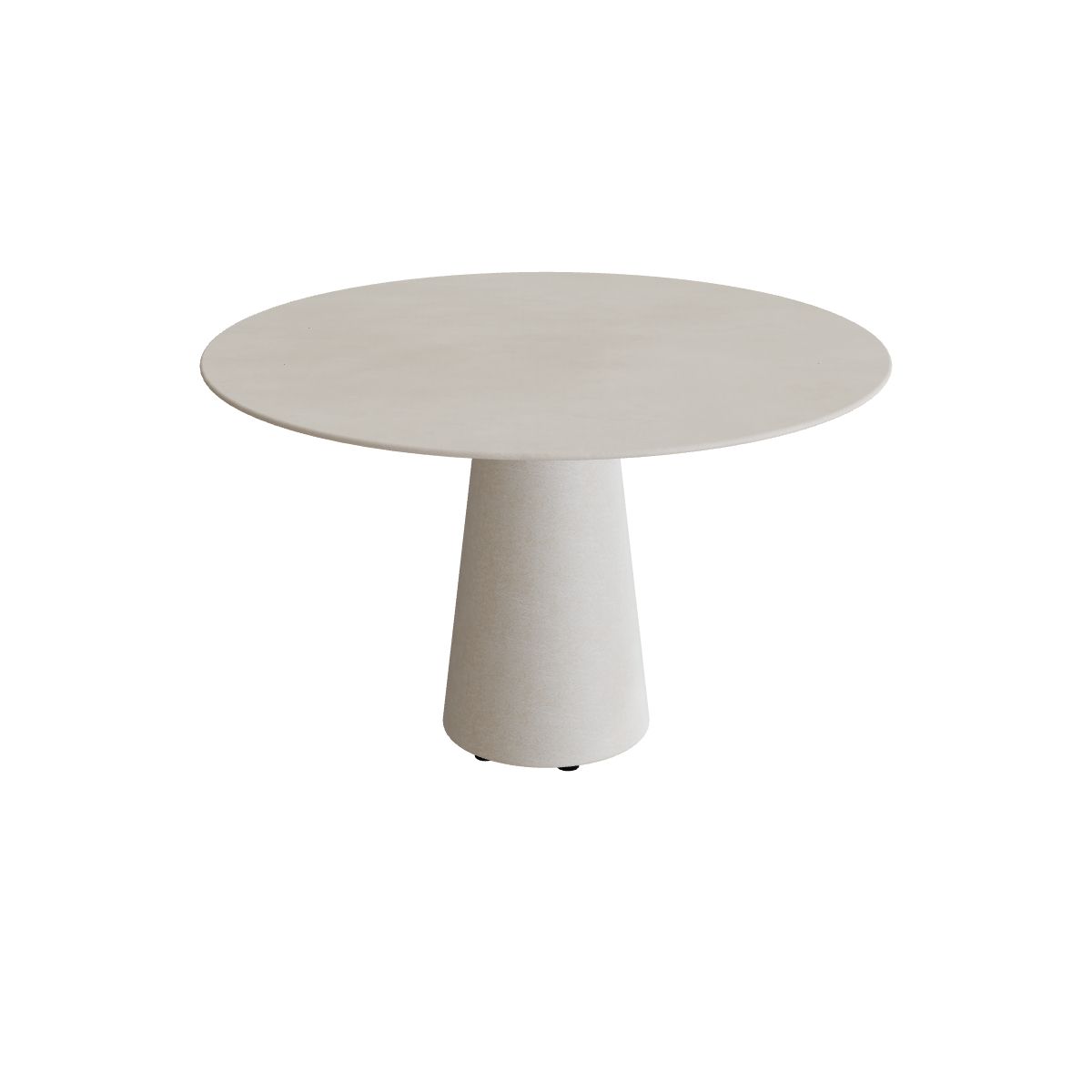 Royal Botania Conix Tisch rund 120 cm, Esstisch, Sockel sand (desert), Keramik zementgrau (Cemento Luminoso)