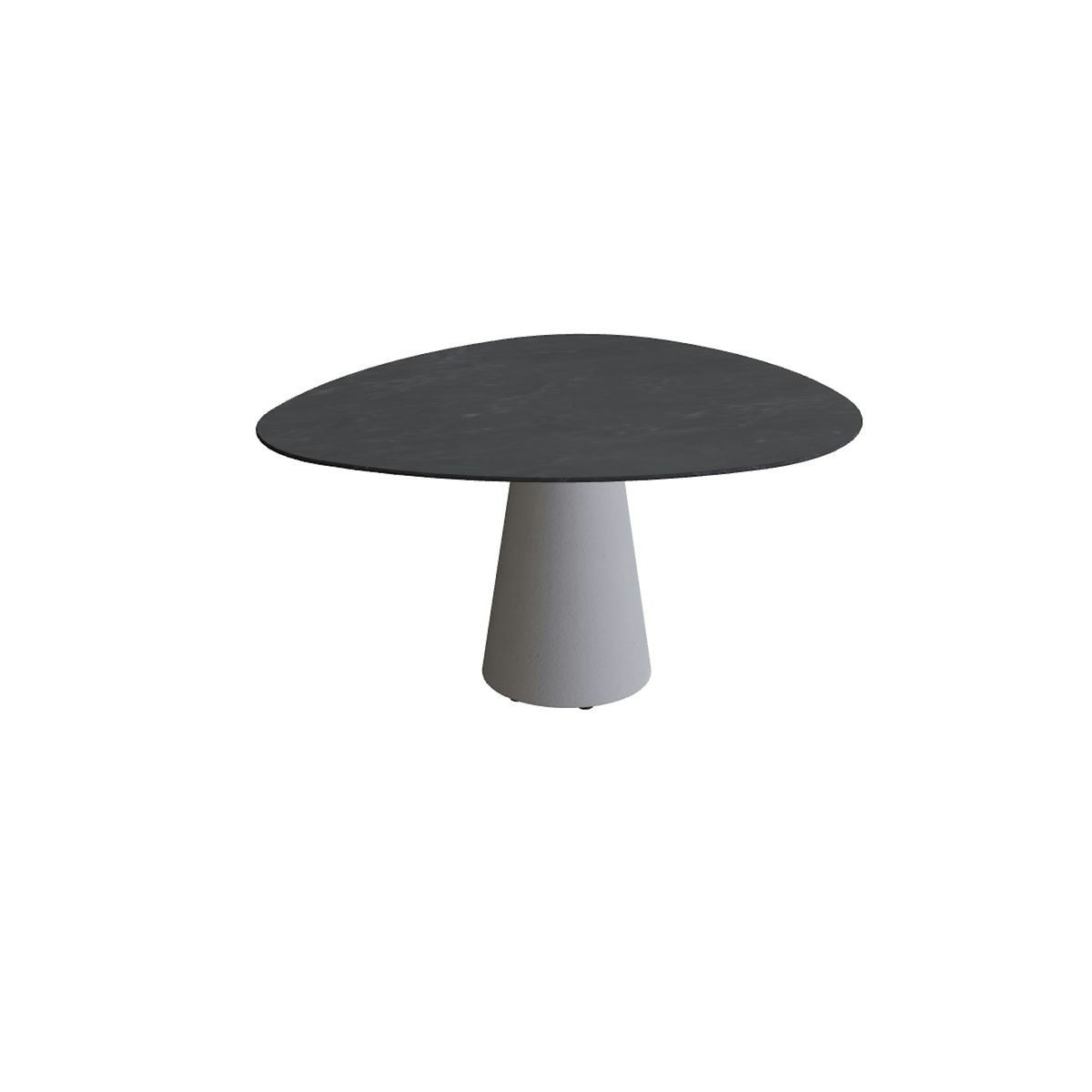 Royal Botania Conix Tisch Plektrum 150 cm – Esstisch, H 75 cm · Sockel zementgrau (cement grey) · Keramik schwarz geädert (Nero Marquina)