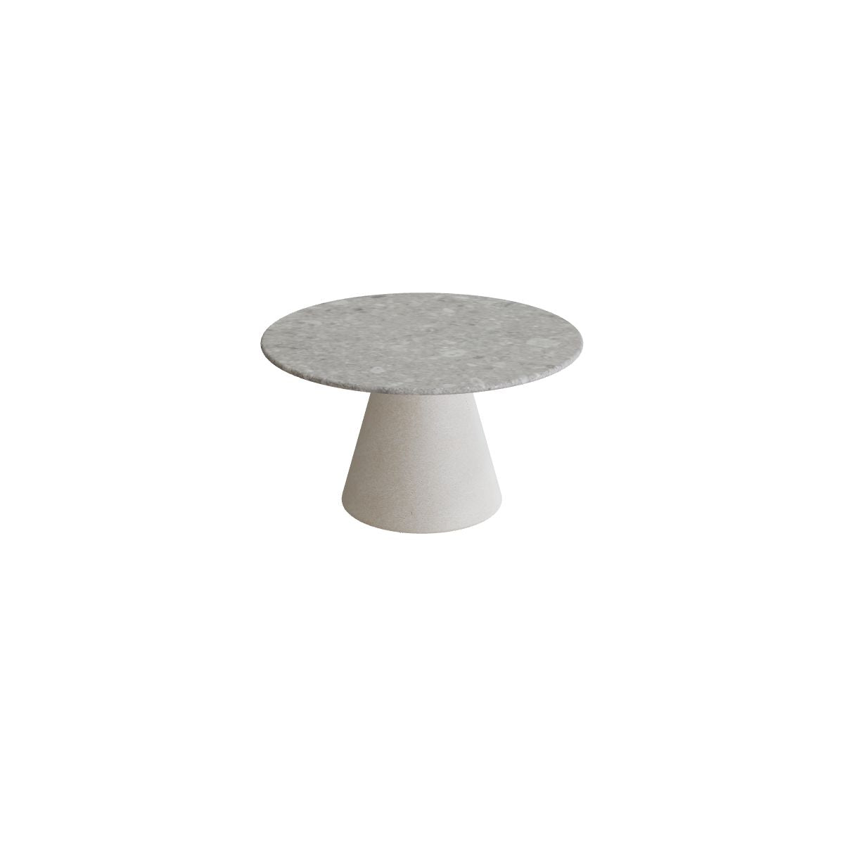 Royal Botania Conix Beistelltisch 60 cm, Esstisch, Sockel sand (desert), Keramik grau gemustert (Ceppo Dolomitica)