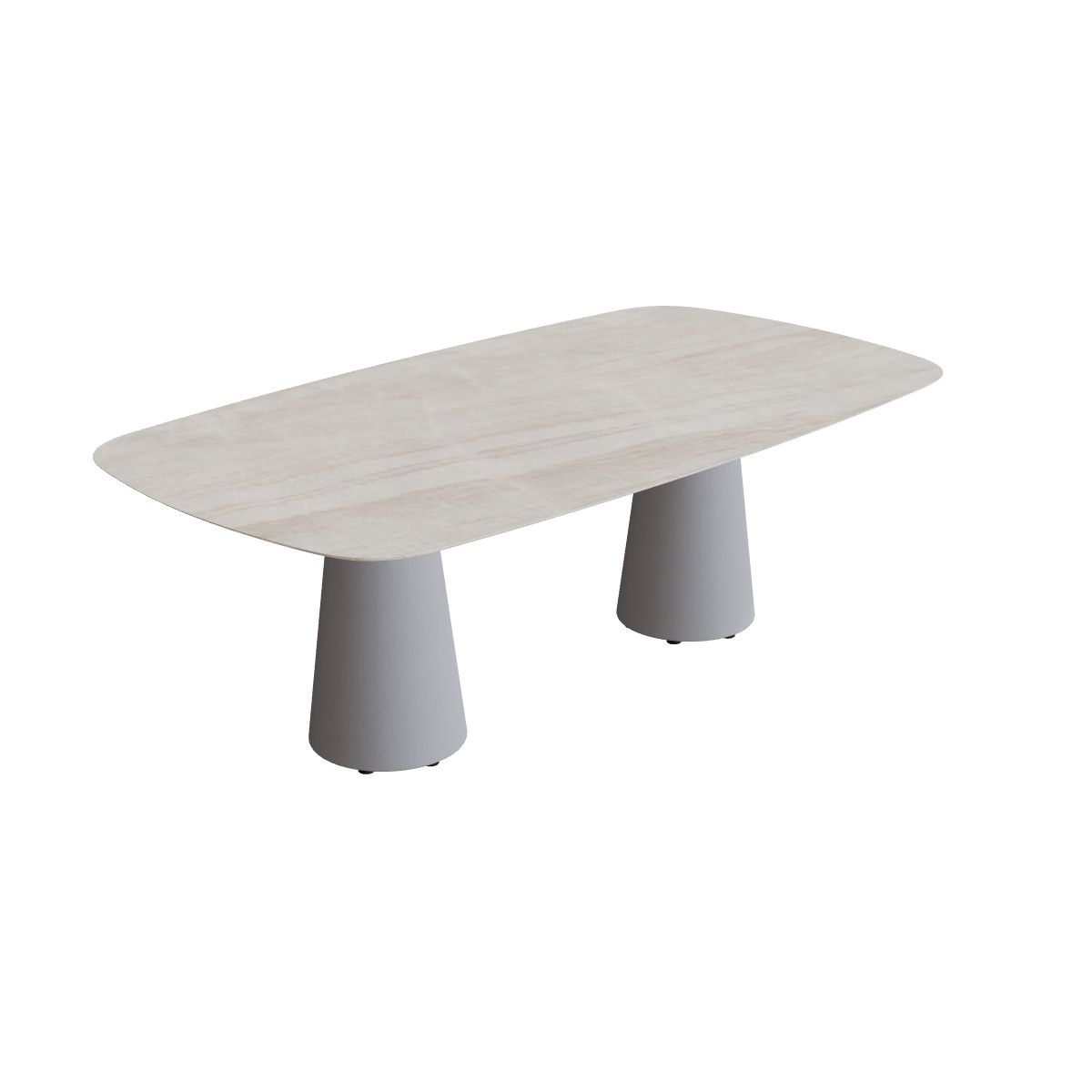 Royal Botania Conix Tisch 220 x 120 cm, Esstisch, Sockel zementgrau (cement grey), Keramik grau-braun geädert (Strato Quartz)