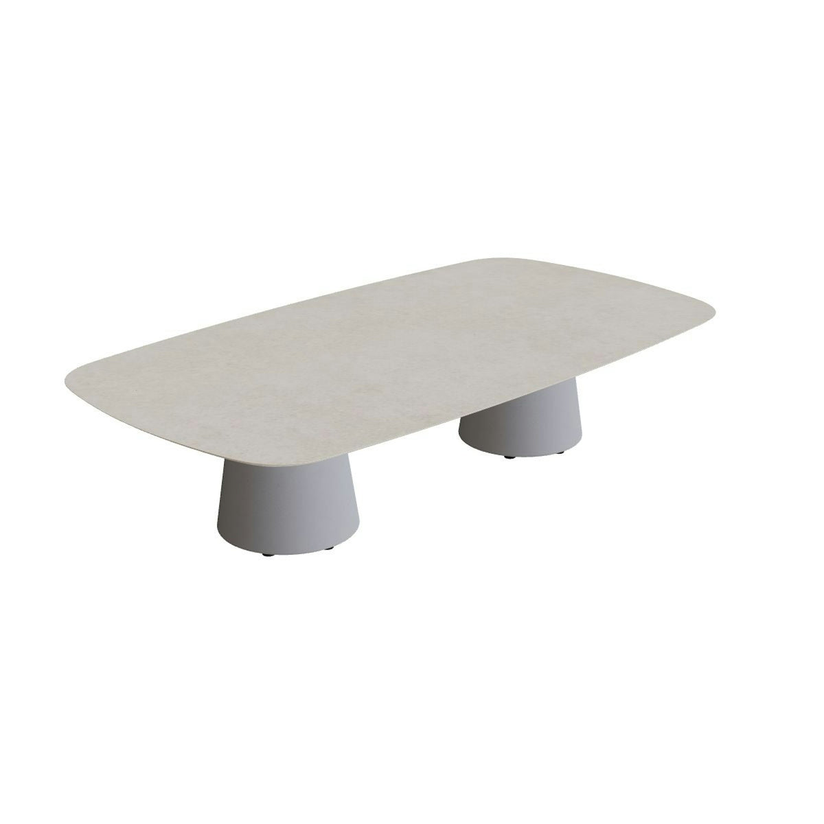 Royal Botania Conix Tisch 220 x 120 cm – hoher Loungetisch, H 50 cm · Sockel zementgrau (cement grey) · Keramik grau gesprenkelt (Sienna Arena)