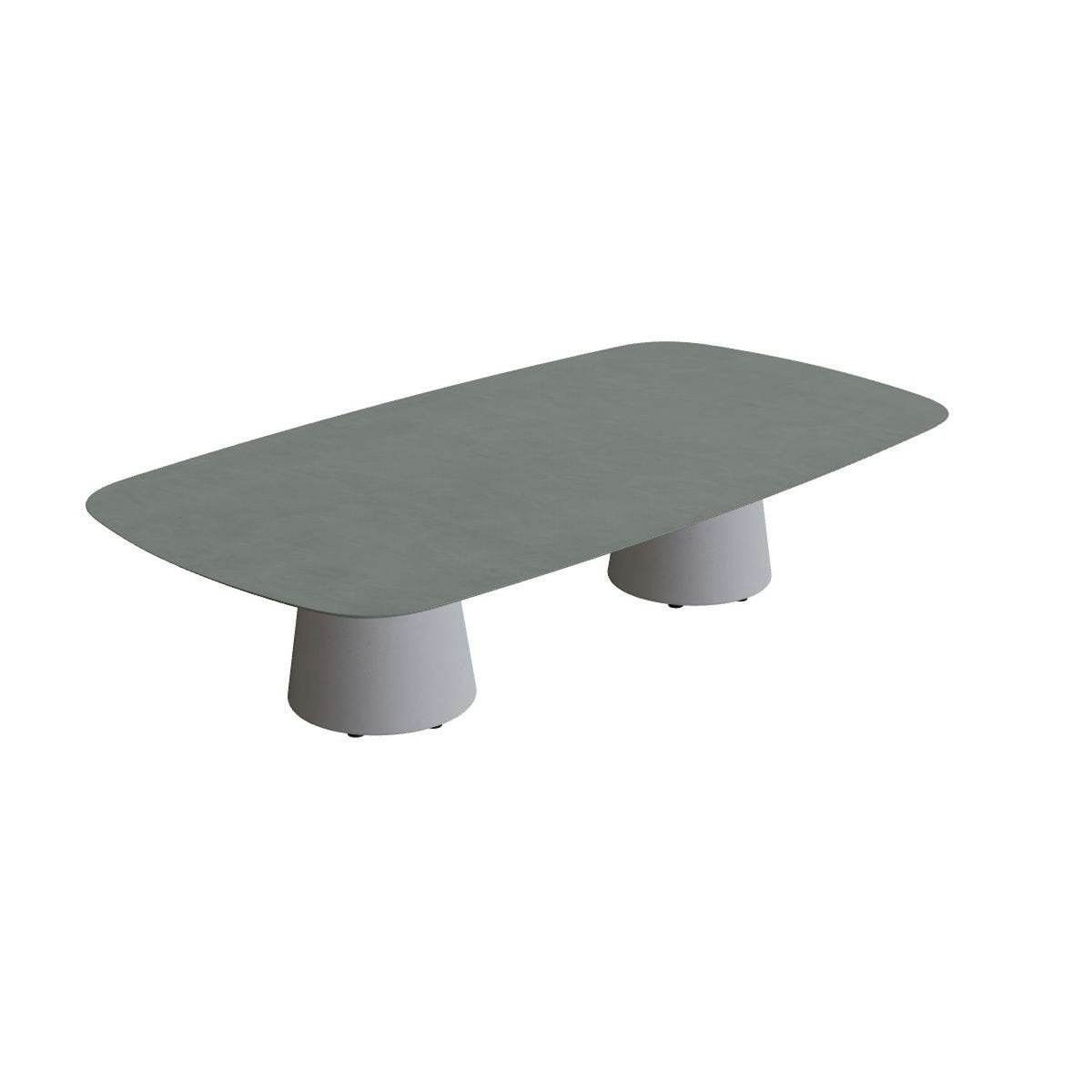 Royal Botania Conix Tisch 220 x 120 cm – hoher Loungetisch, H 50 cm · Sockel zementgrau (cement grey) · Keramik steingrün (Verdezza Amazon)