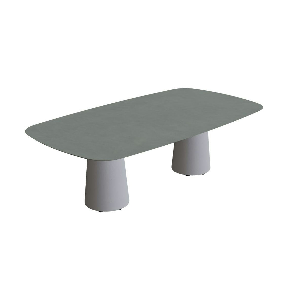 Royal Botania Conix Tisch 220 x 120 cm – niedriger Esstisch, H 67 cm · Sockel zementgrau (cement grey) · Keramik steingrün (Verdezza Amazon)