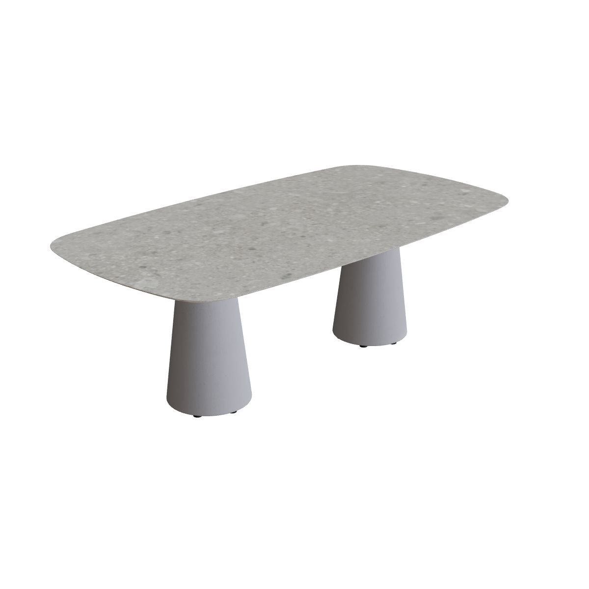 Royal Botania Conix Tisch 220 x 120 cm, Esstisch, Sockel zementgrau (cement grey), Keramik grau gemustert (Ceppo Dolomitica)